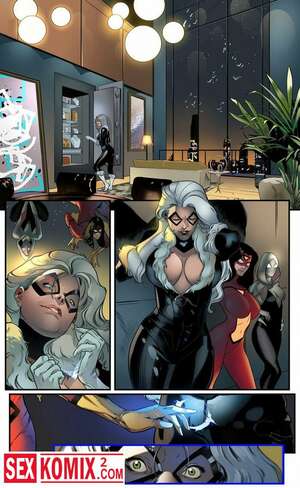 Порно комикс Кошка и пауки. Человек паук.