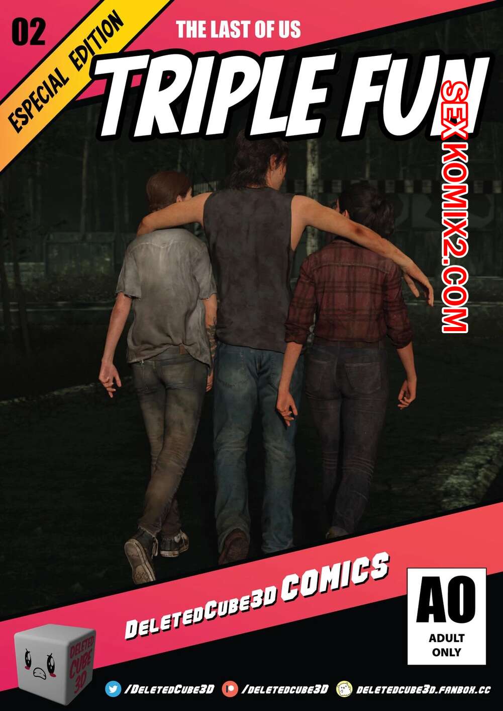 Порно комикс The Last of Us. Тройное веселье. Triple Fun. DeletedCube3D